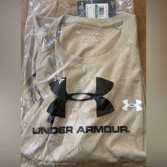 Under Armour Big & Tall Tech Textured Short Sleeve Tee- City Khaki - Picture 10 of 16